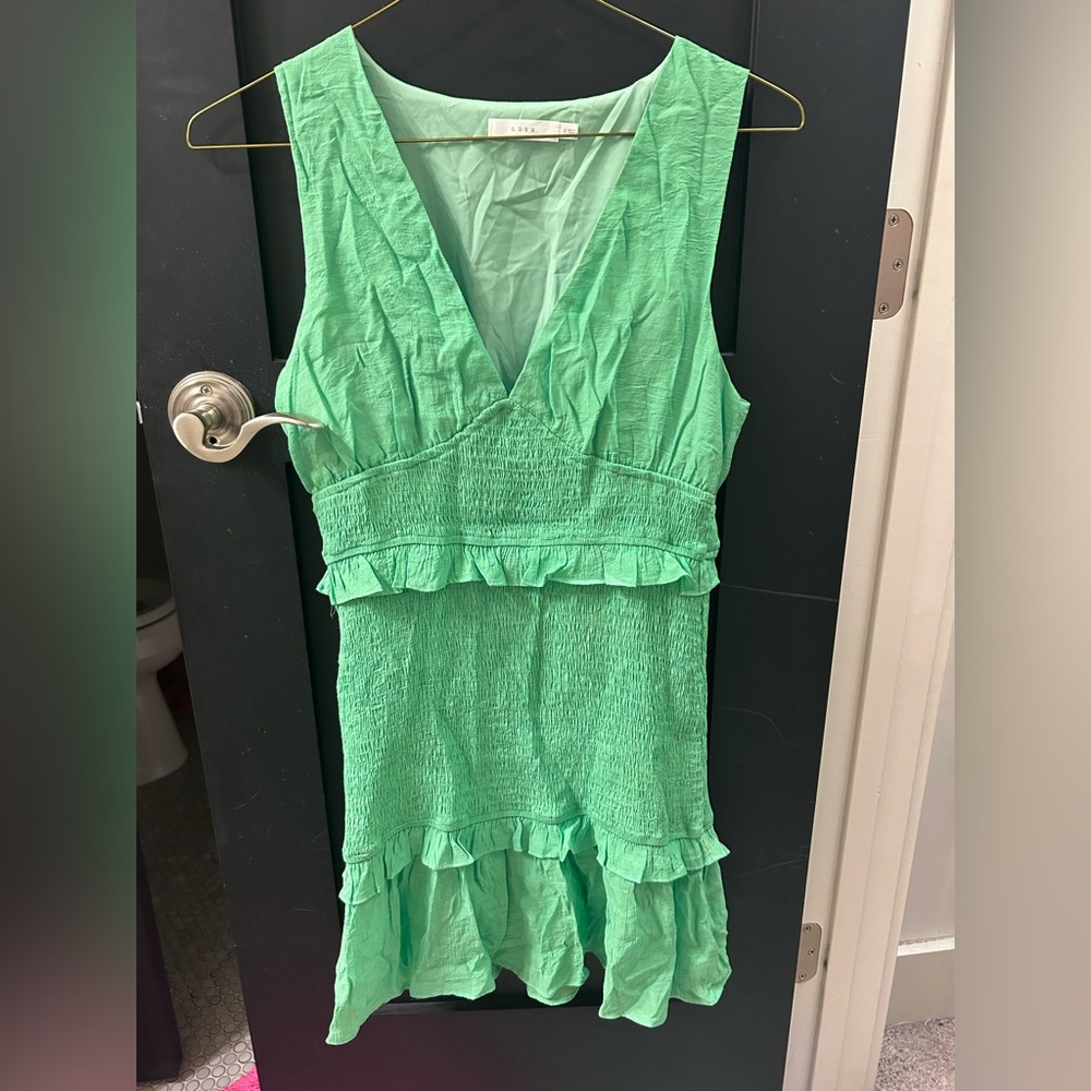 Green Sleeveless Ruffle Dress